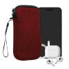 kwmobile Universal smartphone Sleeve - Corduroy with Hand řemínek and Zipper Closure - Internal Mesh Pocket - Mobile telefon Sleeve Pouch - Neoprene telefon Sock - hnědočervená