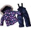 Detská kombinéza - Zimné kombinézy 98 NAVY MODRÉ, PINK, Šedá (Ovčitý vlnený oblek Pink Hearts R.98)