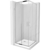 Mexen Rio, štvorcový sprchovací kút s posuvnými dverami 70(dvere) x 70(dvere) x 190 cm, 6mm číre sklo, chrómový profil + biela sprchová vanička SLIM, 860-070-070-01-00-4010