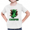 Creeper - detské tričko s potlačou pre fanúšikov hry Minecraft - Tričkový | 2 | Biela | Junior