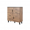 Cama Meble Komoda LOTTA 2D4S 110, Dub wotan/čierna