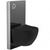 CERANO - Kompletný WC set sanitárny splach. modul - čierna matná + WC závesné Verde, Rimless + Slim/UF sedátko - čierna lesklá - 49x36 cm