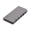 DIGITUS Cestovní dokovací stanice USB-C Multiport, 8 portů, šedá 2x video, 2x USB-C, 2x USB3.0, RJ45, 2xčtečka karet