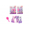 Teddies Jednorožec mini česací s hrebeňom plast 10cm 3 farby na karte 12,5x15cm