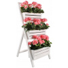 Záhradný záhon 3 balkónové kvetináče biele - 105 cm