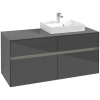 VILLEROY & BOCH Collaro závesná skrinka pod umývadlo na dosku (umývadlo vpravo), 4 zásuvky, s LED osvetlením, 1200 x 500 x 548 mm, Glossy Grey, C072B0FP