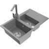 Mexen Gaspar granitový drez 1,5-komorový s odkvapkávačom a kuchynskou batériou Rita, sivý - 6507-71-670300-71