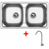 Nerezový set dřezu a baterie OKIO 780 DUO + ELASTA nerez/šedá