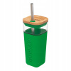 Quokka Sklenený cestovný hrnček so slamkou Liquid Cube Green 540 ml