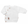 Baby Nellys detský pletený svetrík s gombíkmi zap. bokom Handmade biely