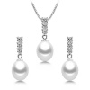 GRACE Silver Jewellery Stříbrná souprava šperků s bílou perlou Damaris - stříbro 925/1000 SET2087 Stříbrná 46 cm Bílá