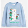 Detský sveter - SVELL SVELL H&M, tyrkysový sveter (H&M Super Sweater R.122/128 Vianočný snehuliak)