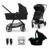KINDERKRAFT Kočárek kombinovaný 3v1 Newly Classic black + Mink PRO (KSNEWL00BLK300I)