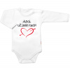 Body dlhý rukáv s vtipným textom Baby Nellys Ahoj už jsem tady! biele