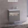 KEUCO Stageline závesná skrinka pod umývadlo, 1 zásuvka + 1 priehradka, s elektrinou, 650 x 490 x 625 mm, inox matný, 32852290110