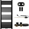 CERANO - Kúpeľňový radiátorový set Franko - kombinované vykurovanie, termo tyč - stredové pripojenie 50 mm - 392W - čierna matná - 1200x500 mm