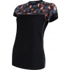 Dámské merino tričko SENSOR impress černé/floral Velikost: S, Barva: černá