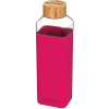 QUOKKA STORM Sklenená fľaša so silikónovým povrchom MAROON 700ml