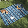Pikniková deka skladacia modro-biela pruhovaná 200x150 cm zamat-ForU-4004206