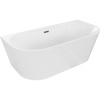 Mexen Oval, voľne stojaca nástenná vaňa 150 x 75 cm, biela, brúsený grafit prepad, 52671507500-95