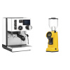 Rancilio Silvia BC PID, white + Eureka Helios 65, yellow