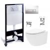 PRIM předstěnový instalační systém s chromovým tlačítkem 20/0041 + WC REA Carlo Flat Mini Rimlesss + SEDADLO PRIM_20/0026 41 CF1