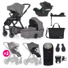 Súprava detského kočíka Petite&Mars 4v1 ICON XXL AIR + CYBEX Aton B2 i-Size – Dove Grey