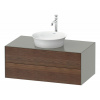 DURAVIT White Tulip závesná skrinka pod umývadlo na dosku, 2 zásuvky, 1000 x 550 x 408 mm, americký orech masív/kameňovo šedá matná, WT498607792