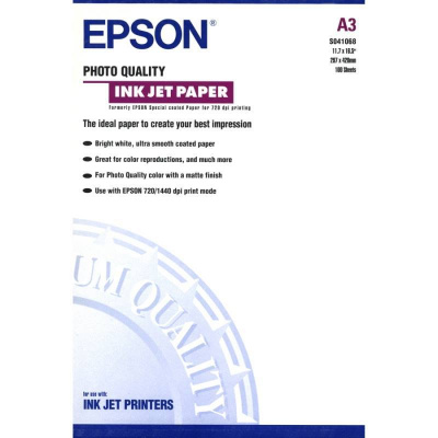 EPSON C13S041068/ A3/ Photo Quality Inkjet Paper / 100ks C13S041068