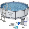 Roštový bazén okrúhly Bestway Steel Pro Max 457x122 cm sivý
