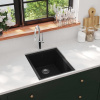 vidaXL Kuchynský drez s prepadom čierny granitový - Čierna - 63148-18041
