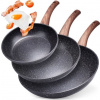 Vilde Pánev SADA 3 BLACK&WOOD GRANITOVÝCH PÁNEV 20/24/28 cm 199011