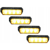 SADA 4X VÝSTRAŽNÁ BLESKOVÁ LAMPA 4 LED STROBOSKOP AUTOLAKOVAČKA 12V 24V