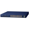 Planet GSW-2620HP PoE switch, 24x1Gb + 2x SFP 1Gb, VLAN, extend mód 10Mb-250m, 802.3at, 802.3az, 240W PoE Budget