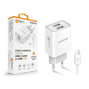 Múdra sieťová nabíjačka ALIGATOR 2,4A, 2xUSB, smart IC, biela, USB-C kábel CHA0043