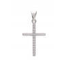 Strieborný prívesok - Krížik so zirkónmi / 23 mm
