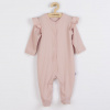 New Baby Dojčenský Bavlnený Overal Practical s Volánikmi-Ružová-86 (12-18m)