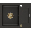 Mexen Enzo, granitový drez 576x465x174 mm, 1-komorový, čierna-zlatá metalíza so zlatým sifónom, 6506571005-75-G