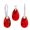 Silvego Strieborná súprava so Swarovski® Crystals kvapka červená LSW187s