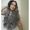 Čierno-strieborná parochňa Rachel so sieťkou (lace front)