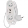 P0211E Predlžovací kábel 1,4 m / 2 zásuvky+2×USB-A+1×USB-C / s vypínačom / biely / PVC / 1,5 mm2