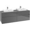 VILLEROY & BOCH Collaro závesná skrinka pod dve umývadlá na dosku, 4 zásuvky, 1600 x 500 x 548 mm, Glossy Grey, C02100FP