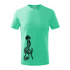 Husľový kľúč gitara - Tričko detské bavlnené - 122 cm/6 rokov ( Mätová )