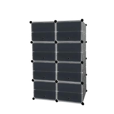 XMTECH Shoe Cabinet Modular DIY Plug-in Regálový systém Plastový úložný priestor na topánky s 8 policami a 2 radmi, multifunkčný úložný priestor na topánky, 82 * 32 * 124 cm