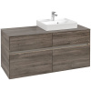 VILLEROY & BOCH Collaro závesná skrinka pod umývadlo na dosku (umývadlo vpravo), 4 zásuvky, s LED osvetlením, 1200 x 500 x 548 mm, Stone Oak, C072B0RK