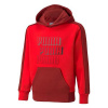 Puma Alpha Youth Fleece Hoodie - Veľkosť 140 – Detská mikina Puma z bavlneného materiálu v červenej farbe, s kapucňou a klokaním vreckom.
