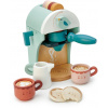 Leaf Toys Cappuccino Babyccino Maker Tender drevený kávovar s dvoma šálkami a keksíky s mliekom