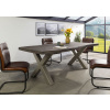 Bighome - Stôl mango 180x90x77 sivý lakovaný / X-nohy strieborný matný METALL 5
