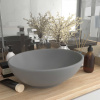 vidaXL Luxusné oválne umývadlo matné svetlo sivé 40x33 cm keramické - Sivá - 111789-190584