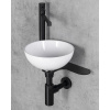 SAPHO TETRIS Ø26cm umývadlo okrúhle s držiakom na stojančekovú batériu vľavo, keramika/oceľ, biela/čierna mat, TZ424-01